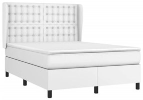 Cama com molas/colchão 140x190 cm couro artificial branco