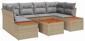 Conjunto de Sofá de Jardim vidaXL 6 Peças com Almofadas Bege Poliratan