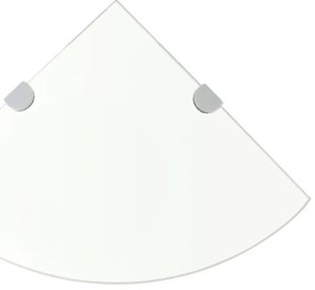 Prateleira canto suportes cromados vidro transparente 25x25cm