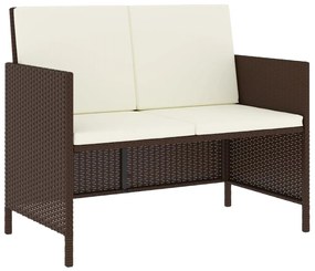 6 pcs conjunto jantar p/ jardim c/ almofadões vime PE castanho