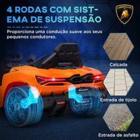 Carro Elétrico para Crianças Carro Lamborghini Revuelto com Bateria 12V  Faróis LED e Música 105x60x40 cm Laranja