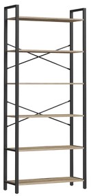 Estante 6 níveis 30 x 80 x 186 cm em design industrial Castanho-camelo-preto