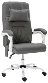 Cadeira escritório c/ função massagem couro artificial cinzento