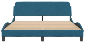 Estrutura de cama c/ cabeceira 160x200 cm veludo azul