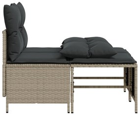 4 pcs conj. sofás jardim c/ almofadões vime PE cinzento-claro