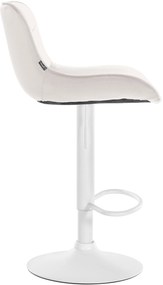 Banco alto em veludo com estrutura branca 85-106 x 49 x 51 cm cor creme