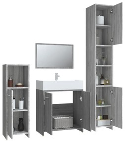 4 pcs Conjunto móveis casa de banho madeira proc. cinza sonoma