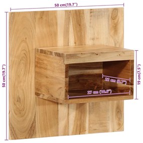 Mesa de cabeceira 50x27x50 cm madeira de acácia maciça