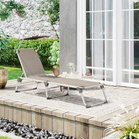 Espreguiçadeira jardim em alumínio 55 x 193 x 31 cm com toldo Taupe