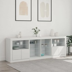 Aparador com luzes LED 202x37x67 cm branco