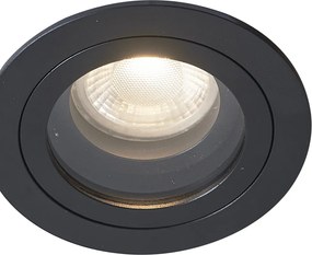 Conjunto de 6 focos embutidos modernos pretos giratórios e inclináveis IP44 - Chuck