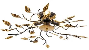 Candeeiro de teto vintage preto com dourado 50 cm 3 luzes - Foglie