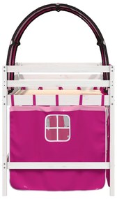 Cama alta para criança com túnel 90x200 cm pinho maciço rosa