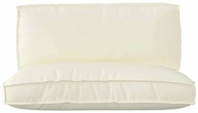Conjunto de Almofadas de Palete 2 Peças Creme Tecido Oxford