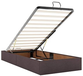 Cama otomana com colchão 100x200 cm tecido castanho escuro