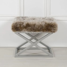 Pouffe Capraz – Prateado e Castanho – 50 cm x 42 cm x 40 cm