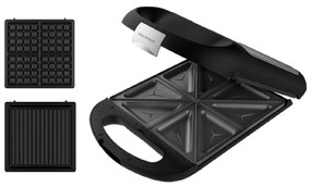 Tostadeira Rock'nToast Family 3in1 4 sanduíches com acabamentos em aço inoxidável, 1500 W de potência, 3 placas