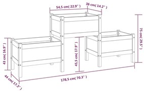 Vaso/floreira 178,5x44x75 cm pinho maciço branco