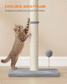 Arranhador para gatinhos e gatos adultos normais 40 x 40 x 85 cm cinzento