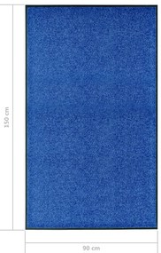 Tapete de porta lavável 90x150 cm azul