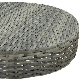 3 pcs conjunto de bar para jardim vime PE cinzento