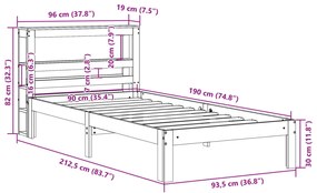 Cama sem colchão 90x190 cm madeira de pinho maciça castanho-mel