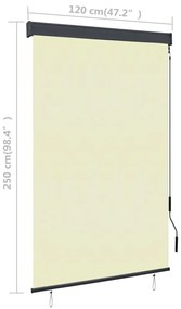 Estore de rolo para exterior 120x250 cm creme