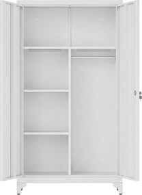 Armário cacifo metálico com varão para pendurar roupa, 2 portas, 5 compartimentos 80 x 40 x 165 cm Cinza