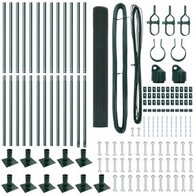 Conjunto de Poste de Cerca Set de 2 Verde Aço, PVC 25 x 1 m