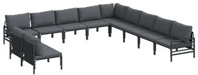 Conjunto de Sofá de Jardim 11 pcs Cinzento-escuro Aço