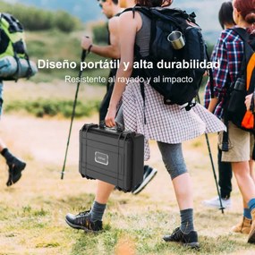 Estojo rígido portátil à prova d'água para exteriores com inserção de espuma personalizável para eletrónica e câmeras 34 x 31 x 16 cm preta