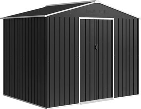 Outsunny Abrigo de Jardim Exterior 3,6 m² 236x171x191 cm com Portas Deslizantes e Aberturas de Ventilação Cinzento Escuro | Aosom Portugal