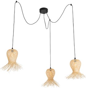 Candeeiro de teto exterior oriental em bambu 3 luzes IP44 - Carlos Oriental