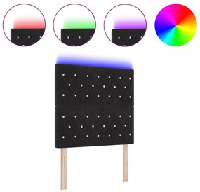 Cabeceira LED em veludo preto, 90 cm