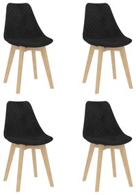 vidaXL Cadeiras de jantar 4 pcs veludo preto