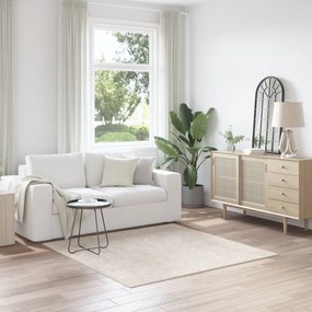 Tapete shaggy de alto pelo creme 160x160 cm PP
