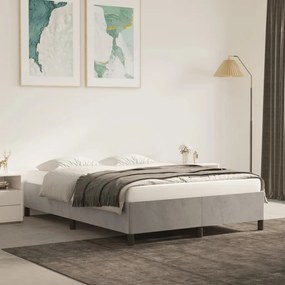 Estrutura de cama sem colchão 140x200 cm veludo cinzento-claro