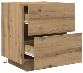 Cristaleira vidaXL com Luzes LED Carvalho Artesanal 45x40x55 cm