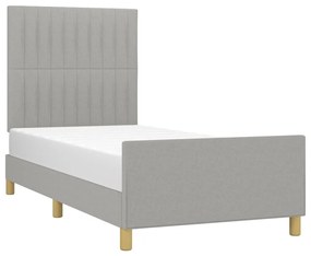 Estrutura de cama sem colchão 90x190 cm tecido cinzento-claro