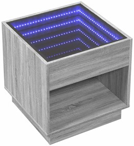Mesa de cabeceira c/ LED Infinity 50x50x50 cm cinzento sonoma
