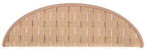 Tapete/carpete para degraus 15 pcs 56x17x3 cm castanho-claro