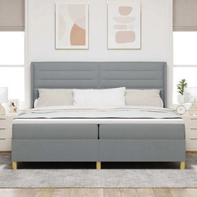 Cama Box com Colchão Cinza Claro 200 x 200 cm - Tecido