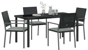 Conjunto de Jantar de Jardim com 5 Peças e Almofadas - Preto - Rattan