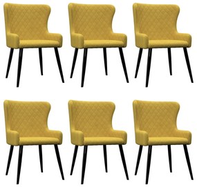 vidaXL Cadeiras de jantar 6 pcs veludo amarelo
