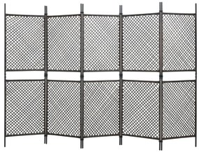 vidaXL Divisória de quarto com 5 painéis 300x200 cm vime PE castanho