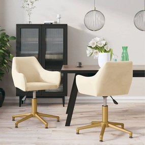 vidaXL Cadeiras de jantar giratórias 2 pcs veludo cor creme