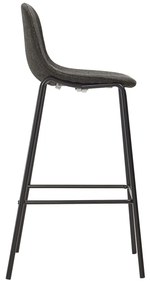 Cadeiras de bar 4 pcs tecido cinzento-escuro