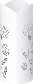 HOMCOM Suporte para Guarda Chuva em Aço com 4 Ganchos Bandeja de Gotejamento Amovível para Entrada ou Escritório Branco 17x17x41 cm | Aosom Portugal