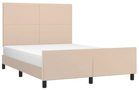 Estrutura cama cabeceira 140x200 cm couro artificial cappuccino