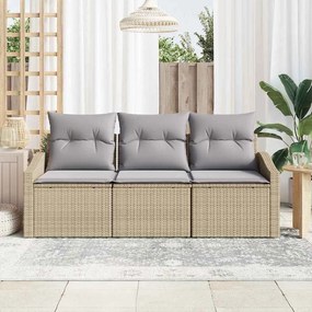 Conjunto de jantar de jardim de 3 peças com almofadas bege em polyratt